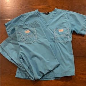 Blue sky scrubs M top S bottom